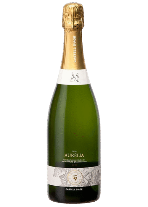 Butelka Aurelia Cava Brut Gran Reserva BIO 0,75L – wytrawne, organiczne wino musujące z regionu Penedes w Hiszpanii o cytrusowym, kwiatowym i owocowym aromacie, orzeźwiającym smaku i delikatnym finiszu