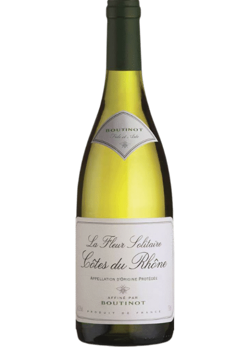 Butelka Boutinot La Fleur Solitaire Blanc Côtes du Rhône AOP 0,75L – białe wytrawne wino z Doliny Rodanu o świeżym, cytrusowo-ziołowym aromacie
