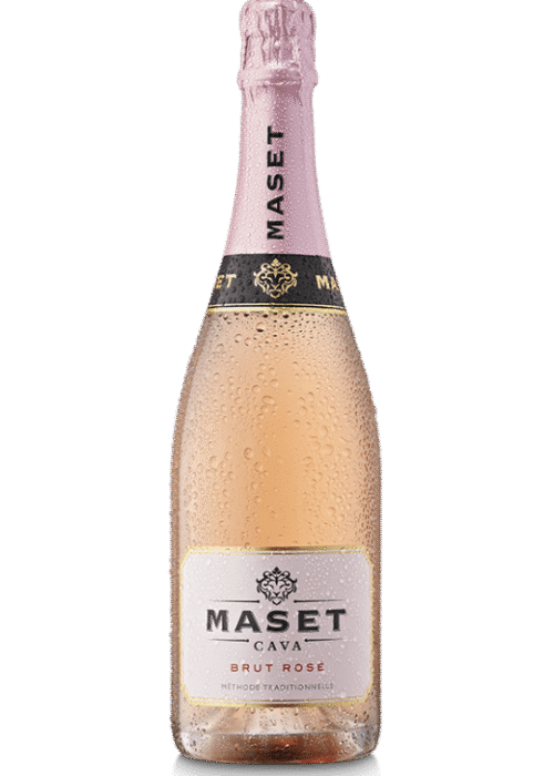Butelka Cava Maset Brut Rosé 0,75L – hiszpańska cava z Penedes o kwiatowym, owocowym i truskawkowym aromacie, orzeźwiającym, owocowym smaku i delikatnym finiszu