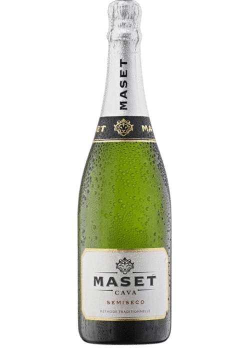 Butelka Cava Maset Semiseco 0,75L – hiszpańska cava z Penedes o cytrusowym, kwiatowym i owocowym aromacie, delikatnym, słodkim smaku i świeżym, zrównoważonym finiszu
