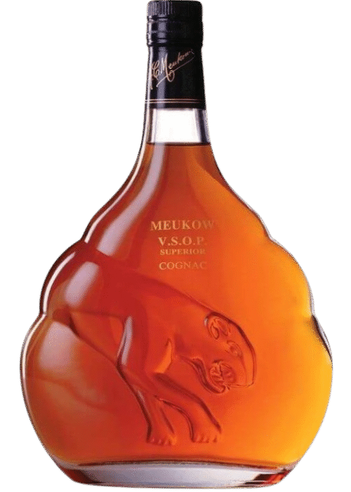 Butelka Cognac Meukow VSOP Clear Panther 43,5% 700ml w pudełku – francuski koniak o korzennym, kwiatowym i owocowym aromacie, z gładkim, intensywnym i pełnym smakiem oraz ciepłym, długim i słodkim finiszem.