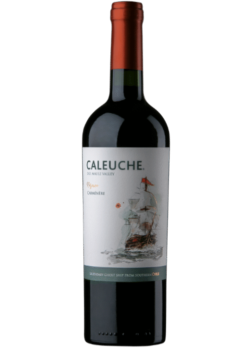 Butelka Caleuche Carmenere Reserva 0,75L – czerwone wino z Chile o korzennym, owocowym charakterze, z nutami czarnych jagód i ziół.