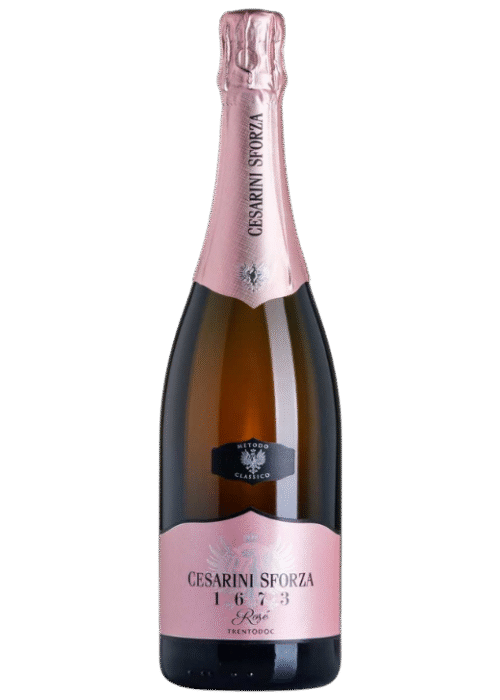 Butelka Cesarini Sforza Brut Rosé 0,75L – włoskie musujące wino z Trentino o delikatnym, kwiatowym i owocowym charakterze.