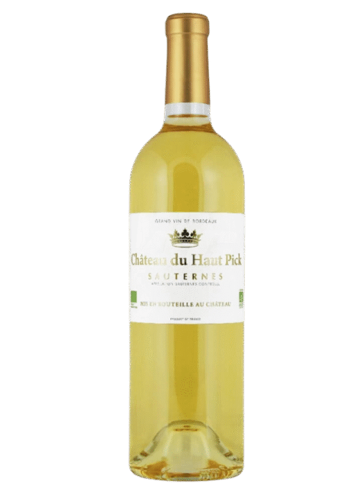 Butelka Château Du Haut Pick Bio Sauternes 0,75L – francuskie białe wino z regionu Sauternes, o miodowym i owocowym charakterze.
