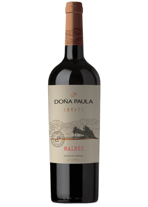 Butelka Dona Paula Malbec 0,75L – argentyńskie czerwone wino z regionu Mendoza, o korzennym i owocowym charakterze.