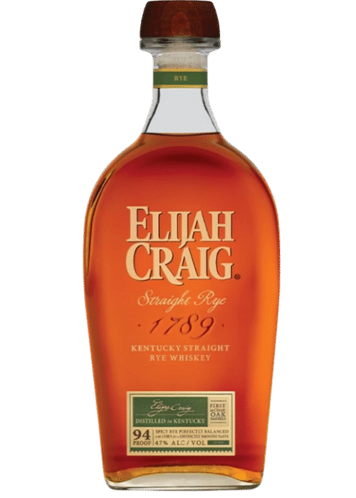 Butelka Elijah Craig Straight Rye Whiskey 47% 0,7L – amerykańska żytnia whiskey o korzennym, ostrym i pikantnym aromacie oraz delikatnym, gładkim smaku z drewnianym i leśnym finiszem