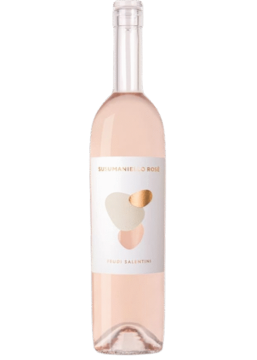 Butelka Feudi Salentini Susumaniello Salento Rosé 0,75L – włoskie różowe wino z regionu Salento o owocowym i różanym charakterze.
