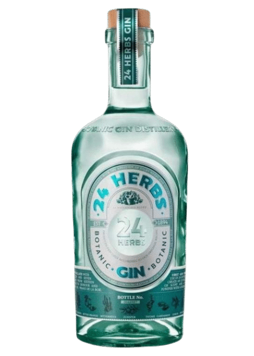 Butelka GIN BOTANIC 24 HERBS 40% 0,7L – indyjski gin o ziołowym, przyprawowym smaku z korzennymi nutami.
