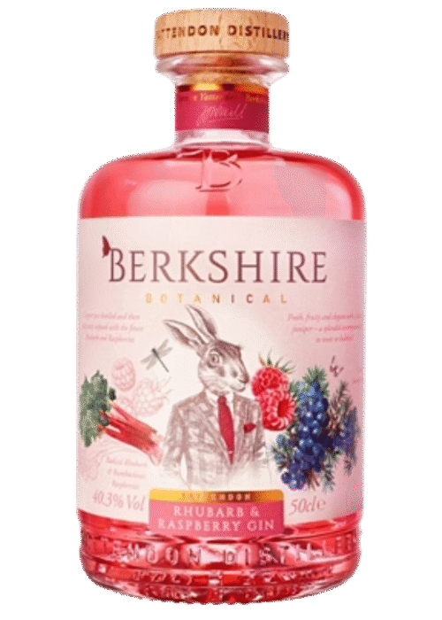Butelka Gin Berkshire Rhubarb & Raspberry 40,3% 0,5L – gin o malinowym aromacie z lekką, orzeźwiającą nutą rabarbaru