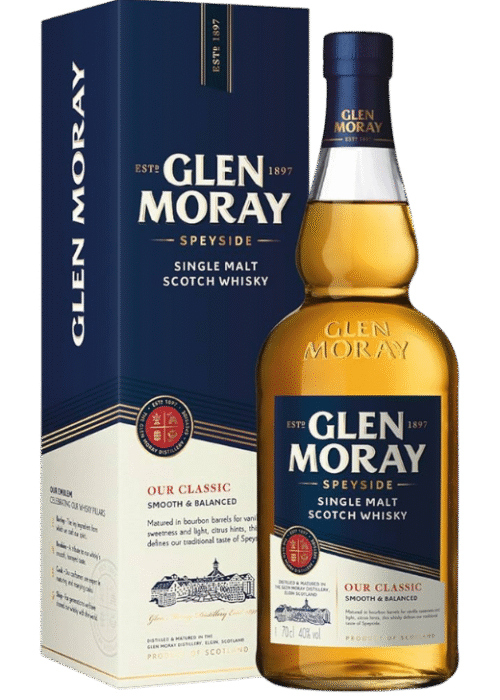 Glen Moray Classic 40% 0.7L + Karton – delikatna i harmonijna whisky single malt z Speyside