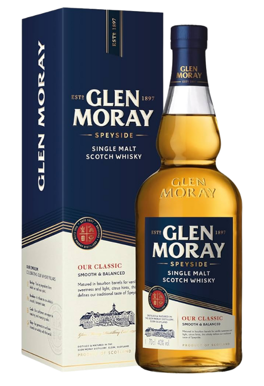 Glen Moray Classic 40% 0.7L + Karton – delikatna i harmonijna whisky single malt z Speyside