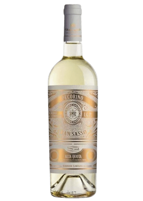 Butelka Gran Sasso Pecorino Alta Quota 0,75L – włoskie białe wino z regionu Abruzzo o kwiatowym, owocowym i cytrusowym charakterze.