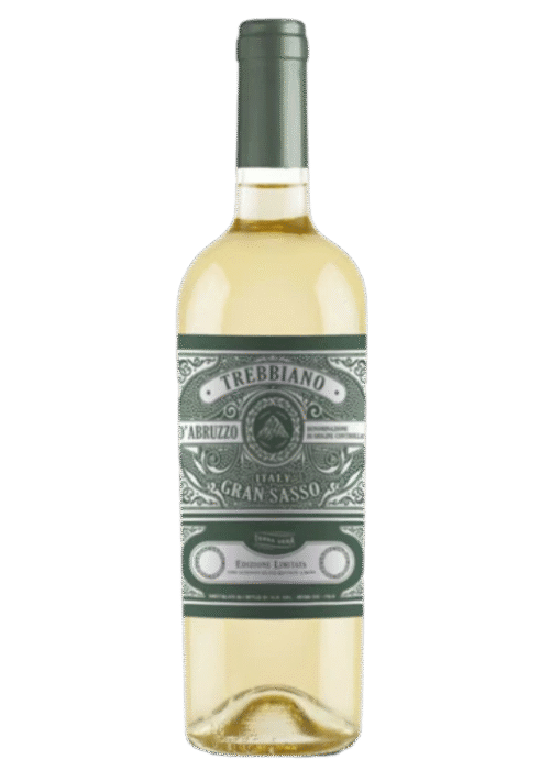 Butelka Gran Sasso Trebbiano d'Abruzzo 0,75L – włoskie białe wino z regionu Abruzzo o cytrusowym, kwiatowym i świeżym charakterze.