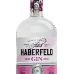 Butelka Jakob Haberfeld Gin Rose 43% 500ml – indyjski gin o cytrusowo-korzennym i ziołowym aromacie, z intensywnym smakiem i średnim, cytrusowo-korzennym finiszem.