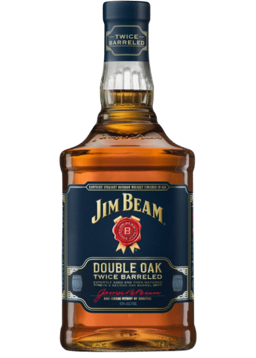 Butelka Jim Beam Double Oak 0,7L 43% – amerykański bourbon o maślanym, słodkim i karmelowym aromacie oraz delikatnym, łagodnym i gładkim smaku