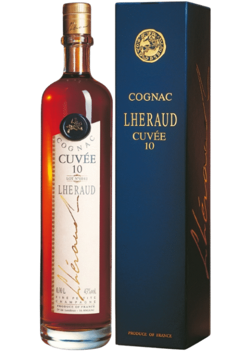 Butelka Lheraud Cuvée 10 0,7L – francuski koniak z regionu Cognac o karmelowym, kwiatowym i orzechowym aromacie oraz bogatym, gładkim smaku