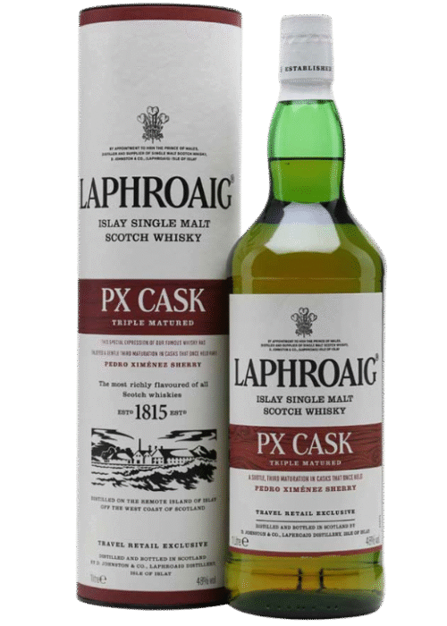 Laphroaig PX 1L 48% – torfowa moc dojrzewająca w beczkach po sherry Pedro Ximénez