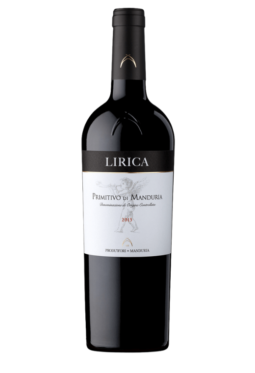Butelka Lirica Primitivo di Manduria DOC 0,75L – włoskie czerwone wino z regionu Manduria o korzennym, owocowym smaku z ziołowym finiszem