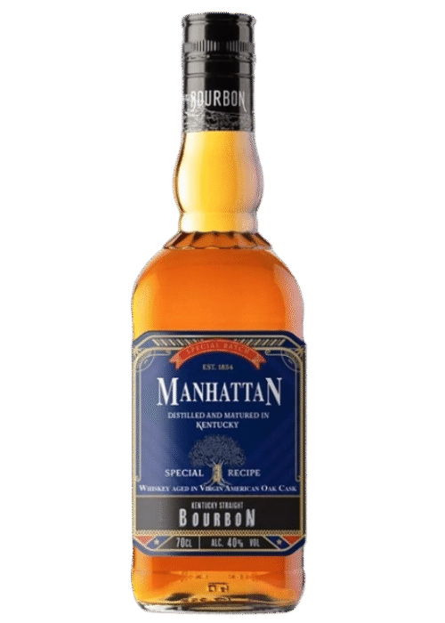 Butelka Manhattan Bourbon 0,7L 40% – amerykański bourbon z Nowego Jorku o maślanym, słodkim i karmelowym aromacie oraz delikatnym, łagodnym i gładkim smaku