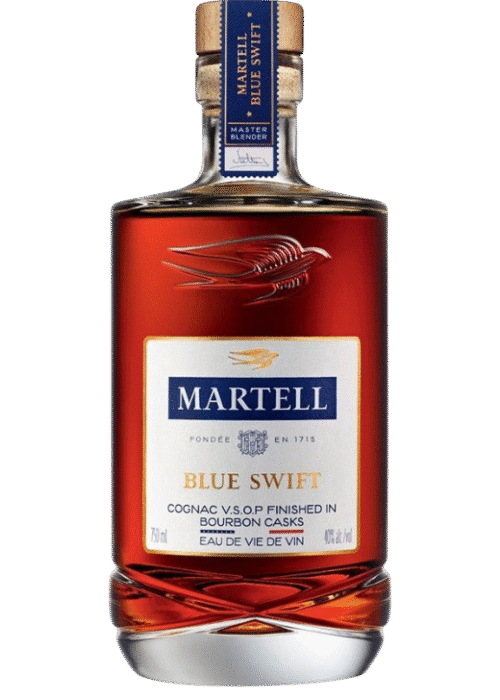Butelka Martell Blue Swift 0,7L – francuski koniak z regionu Cognac o dębowo-korzennym i owocowym aromacie oraz gładkim, wytrawnym smaku