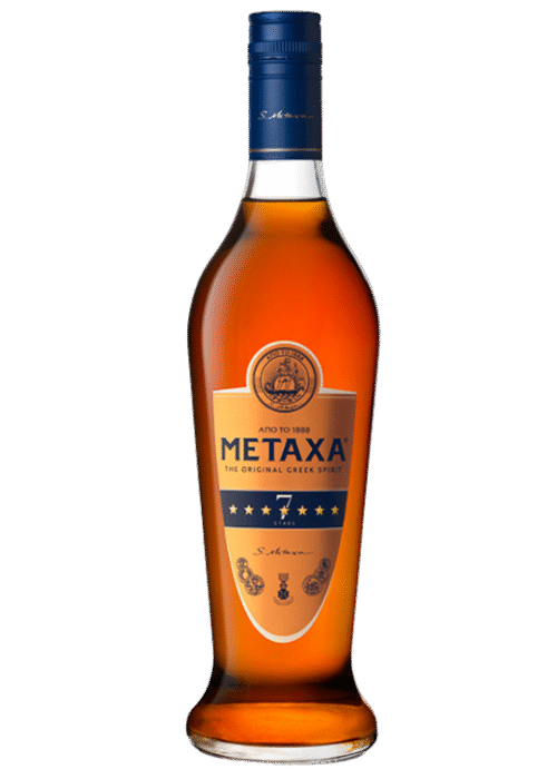 Butelka Metaxa 7* 40% 0,7L – grecka brandy z regionu Samos o kwiatowym, owocowym i ziołowym aromacie oraz delikatnym, gładkim smaku z korzennym, ostrym i pikantnym finiszem