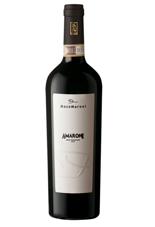 Butelka Maso Maroni Amarone Della Valpolicella DOCG 0,75L – wytrawne czerwone wino z regionu Valpolicella o korzennym, owocowym smaku z dębowym finiszem