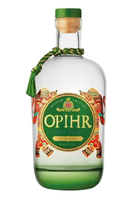 Butelka Opihr Oriental Ltd. Ed. Arabia 40% 700ml – angielski gin o aromacie cynamonu, jałowca i kardamonu, z intensywnym, korzennym i ostrym smakiem oraz długim, ciepłym finiszem.