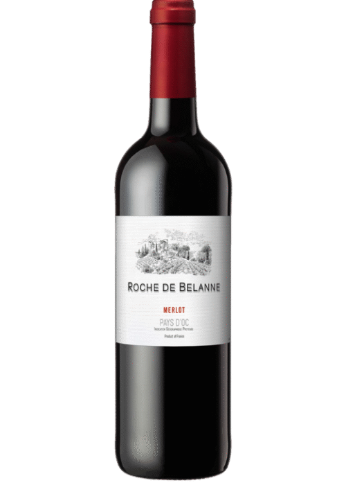 Butelka Roche De Belanne Merlot 0,75L – półwytrawne czerwone wino z Bordeaux o korzennym i owocowym aromacie