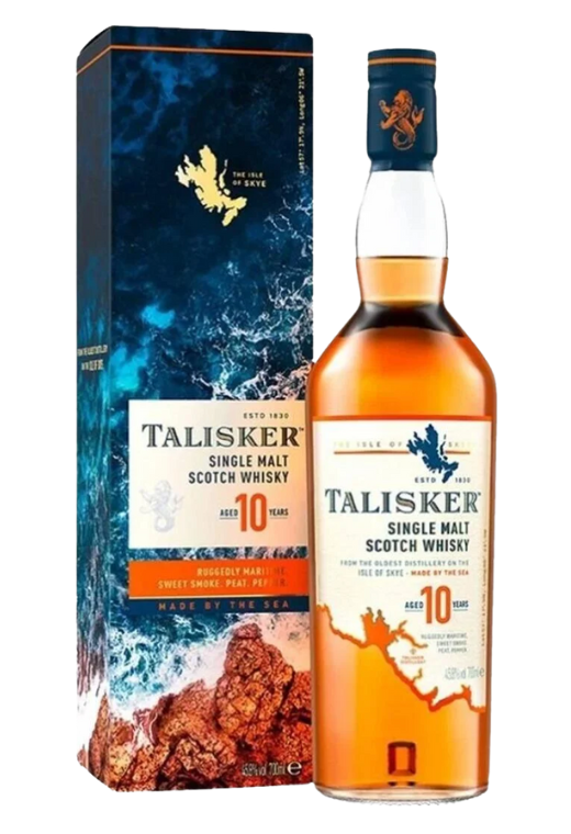 Talisker 10Yo 0.7L 45.8% – szkocka whisky single malt z wyspy Skye o torfowym, owocowym smaku i intensywnym finiszu