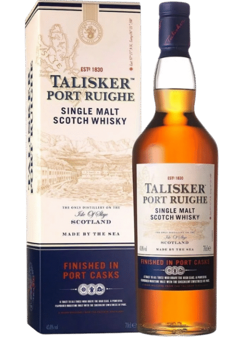 Talisker Port Ruighe 0.7L 40% – szkocka whisky single malt z wyspy Skye, dojrzewająca w beczkach po porto, o dymnym i owocowym profilu smakowym