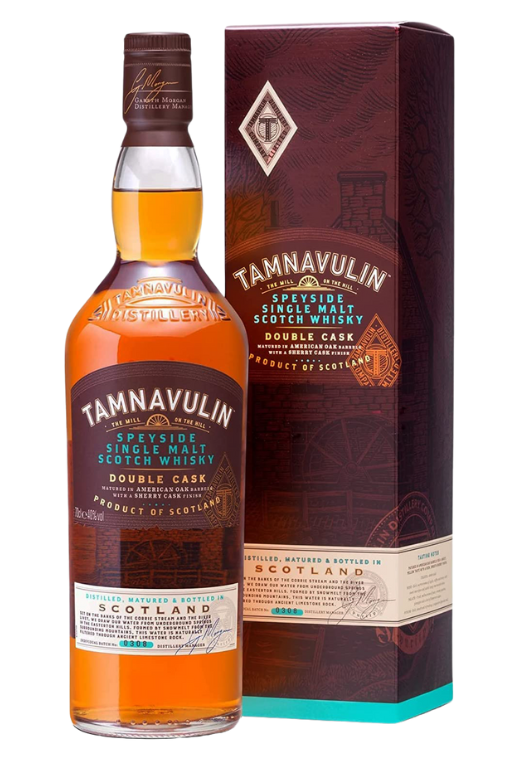 Tamnavulin Double Cask 0.7L 40% – szkocka whisky single malt z regionu Speyside, dojrzewająca w dwóch rodzajach beczek, o owocowo-dębowym smaku i delikatnym, zrównoważonym finiszu