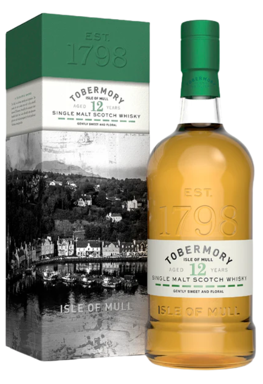 Tobermory 12 Y.O. Single Malt 46.3% 0.7L – szkocka whisky single malt z wyspy Mull, o kwiatowym, dębowym smaku i ciepłym, wytrawnym finiszu