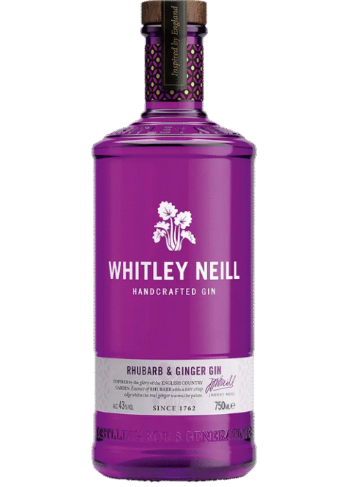 Butelka Whitley Neill Rhubarb & Ginger 41,3% 700ml – angielski gin o aromacie imbiru, rabarbaru i korzennych przypraw, z owocowym, ostrym smakiem i długim, korzennym finiszem z nutą rabarbaru.