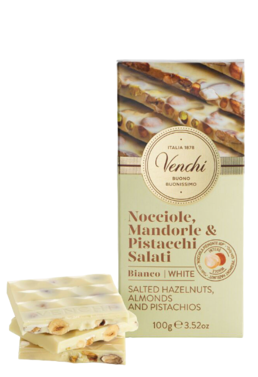 White Chocolate Bar With Salted Nuts 100G – biała czekolada z solonymi orzechami, o kremowym smaku i idealnym balansie słodyczy i słoności