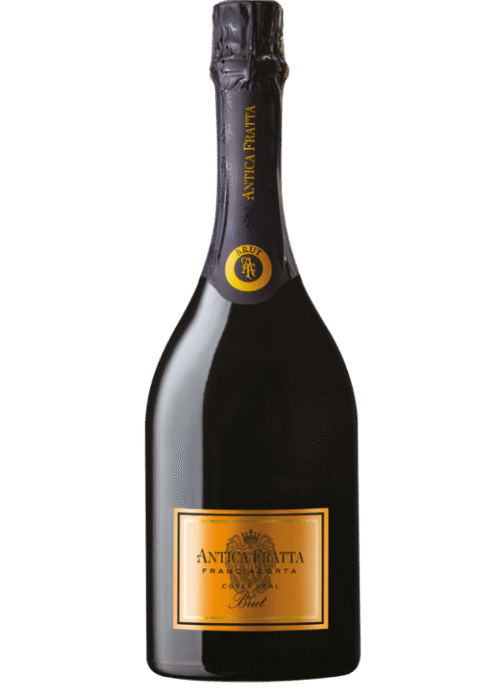 Butelka Antica Fratta Franciacorta Cuvée Real Brut 0,75L – wytrawne włoskie wino musujące z regionu Franciacorta o aromacie drożdżowym, kwiatowym i owocowym, z eleganckim, świeżym finiszem