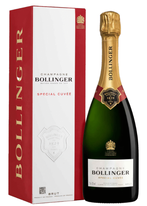 Butelka Bollinger Champagne Special Cuvée 0,75L – wytrawne francuskie szampan z regionu Szampanii o drożdżowym, jabłkowym i orzechowym aromacie oraz musującym, wytrawnym i złożonym finiszu