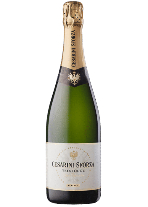 Butelka Cesarini Sforza Spumante Brut Trento DOC 0,75L – włoskie wino musujące z Trydentu o aromacie białych owoców, cytrusów i nut drożdżowych, o świeżym, wytrawnym smaku i trwałym finiszu