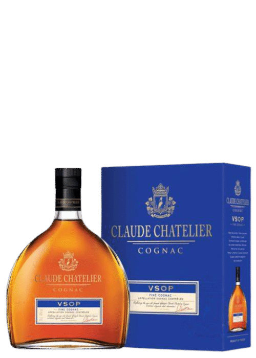 Butelka Cognac Claude Chatelier VSOP 40% 700ml w pudełku – francuski koniak o kwiatowym, owocowym i waniliowym aromacie, z bogatym smakiem wanilii, przypraw i owoców oraz długim, łagodnym finiszem z nutami owoców.