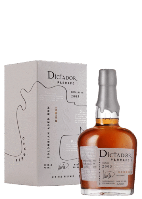 Butelka Dictador Parrafo Borbón 2003 0,7L – kolumbijski rum premium starzony w beczkach po bourbonie, o dębowo-karmelowym aromacie i waniliowym finiszu