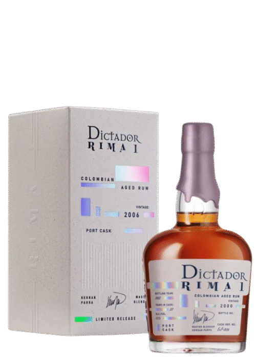 Butelka Dictador Rima Port 2000 0,7L – kolumbijski rum premium starzony w beczkach po porto, o intensywnym aromacie dębu, suszonych owoców i nutach winnych
