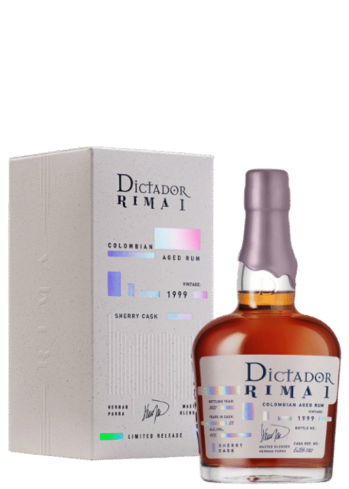 Butelka Dictador Rima Sherry 1999 0,7L – kolumbijski rum premium starzony w beczkach po sherry, o aromacie dębu, orzechów i suszonych owoców