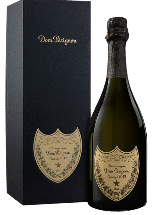 Butelka Dom Pérignon Blanc 2013 w eleganckim pudełku – prestiżowy szampan z regionu Champagne, rocznik 2013