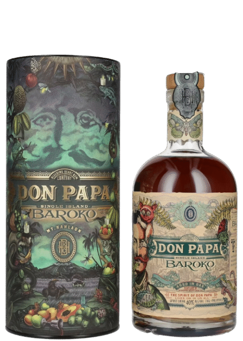 Butelka Don Papa Baroko Harvest Canister 0,7L – filipiński rum premium o dębowo-karmelowym aromacie i słodkim, gładkim finiszu