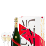 Butelka G.H. Mumm Champagne Cordon Rouge 0,75L z dwoma eleganckimi kieliszkami – wytrawny, musujący szampan o aromacie cytrusów, drożdży i jabłek