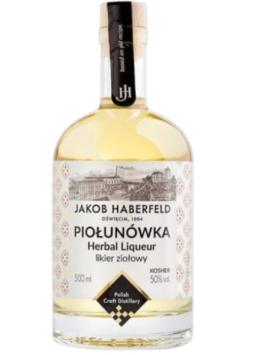 Butelka Jakob Haberfeld Piołunówka 0.5L – intensywny, gorzki polski likier ziołowy na bazie piołunu, o wysokiej zawartości alkoholu