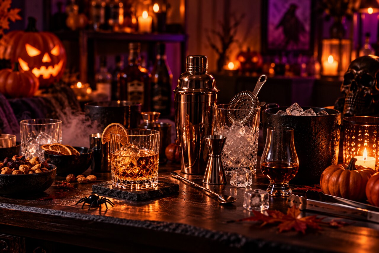 Halloweenowy bar z akcesoriami