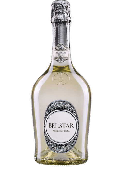Butelka Prosecco Belstar Spumante Brut DOC 0,75L – włoskie wytrawne musujące wino z regionu Veneto o aromacie białych kwiatów, gruszki i zielonego jabłka