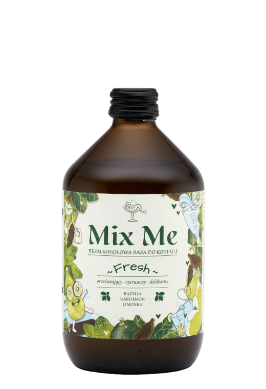 Butelka Mix Me Fresh 0,5L – bezalkoholowy napój z Polski o świeżym, cytrusowo-ziołowym aromacie i orzeźwiającym, lekkim smaku