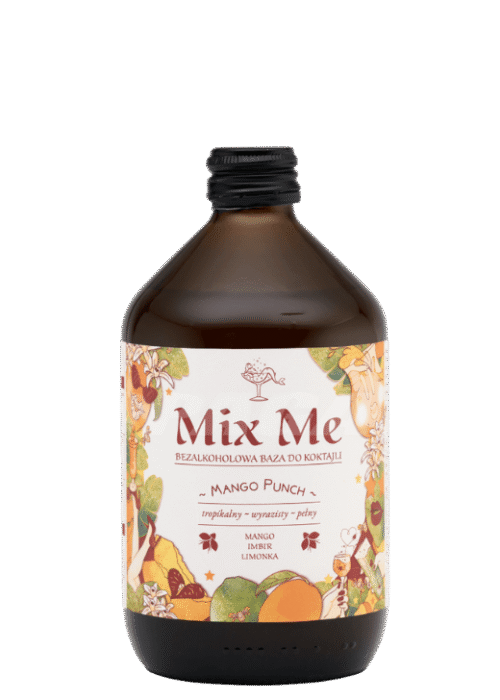 Butelka Mix Me Mango Punch 0,5L – bezalkoholowy napój z Polski o intensywnym aromacie mango, imbiru i limonki, z tropikalnym, świeżym finiszem
