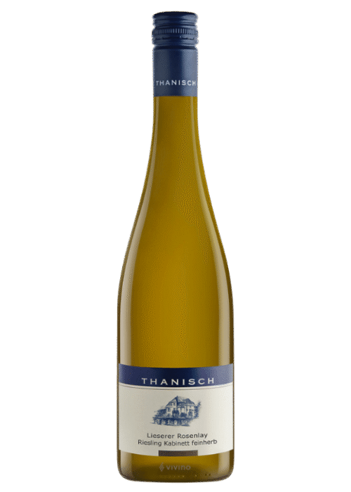 Butelka Thanisch Lieserer Rosenlay Riesling Kabinett Trocken 0,75L – wytrawne niemieckie wino białe z regionu Mosel o aromacie ananasa, cytrusów i jabłek, cytrusowym, ziołowym smaku i rześkim finiszu